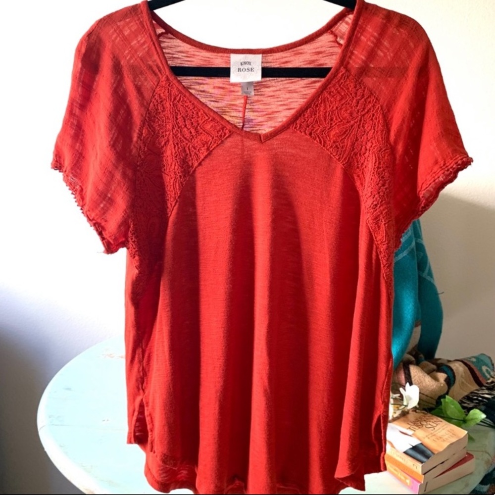 Knox Rose Orange Loose Top Size Large